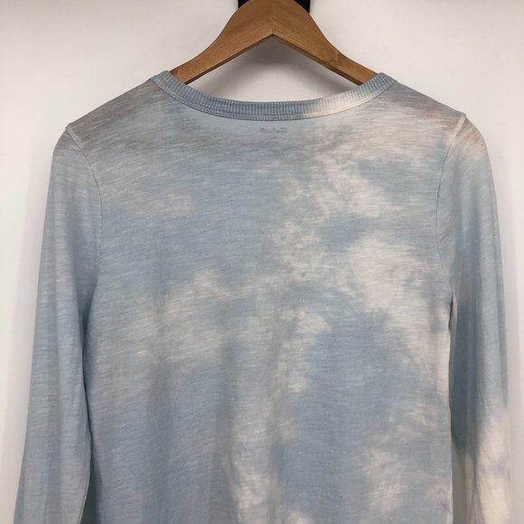 Madewell Blue White Cloudy Tie Dye Ribbed crewneck cotton whisper long sleeve SP - Picture 7 of 16